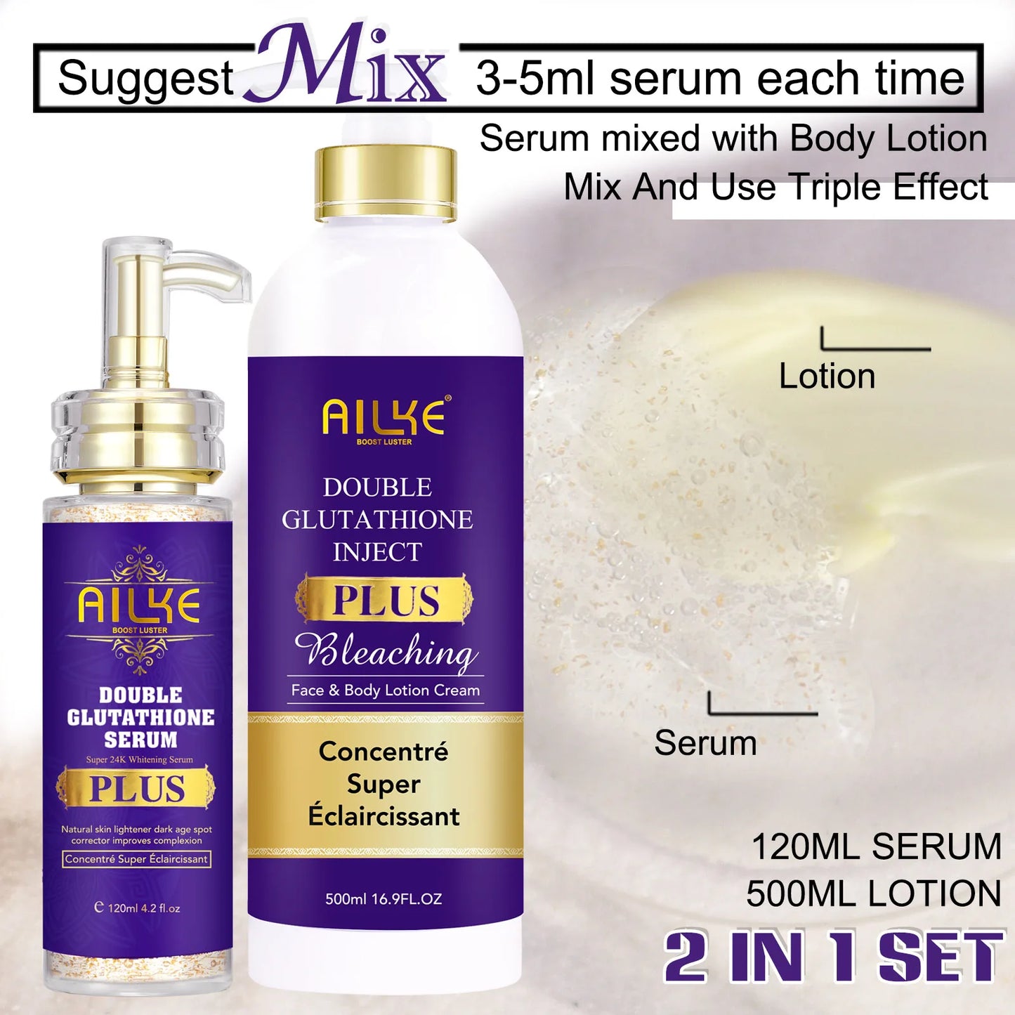 AILKE Double Glutathione Plus Brightening 4-Piece Skin Set