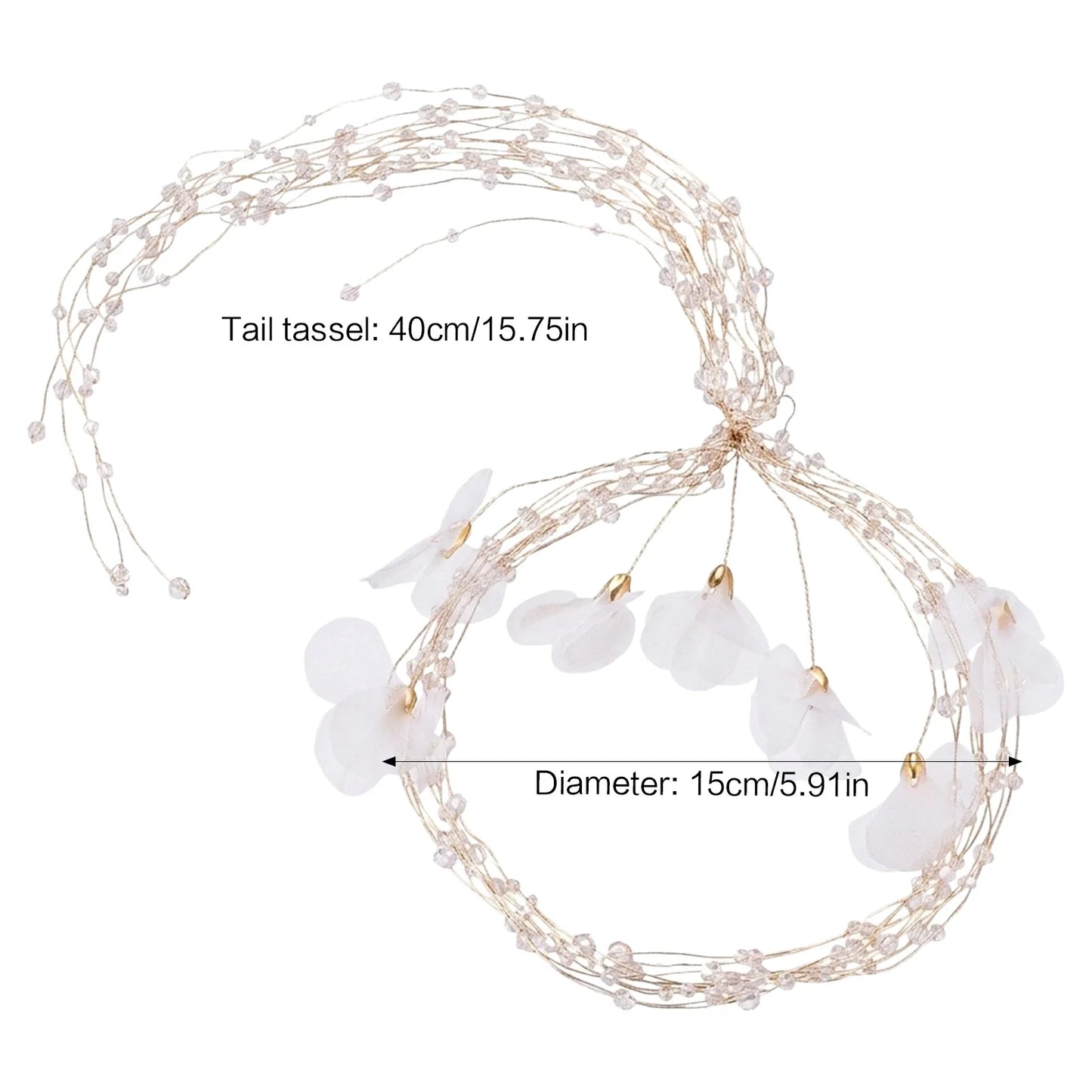 Multi Layer Pearl Headband With 40cm Fringe For Wedding Bridal Accessories Peaceful Pleasures Health and Wellness