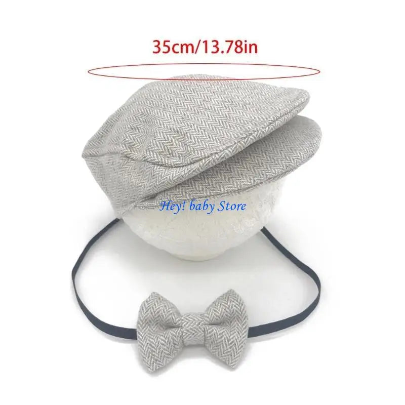 Newborn Baby Beanie Hat & Bow Tie Photography Props Set