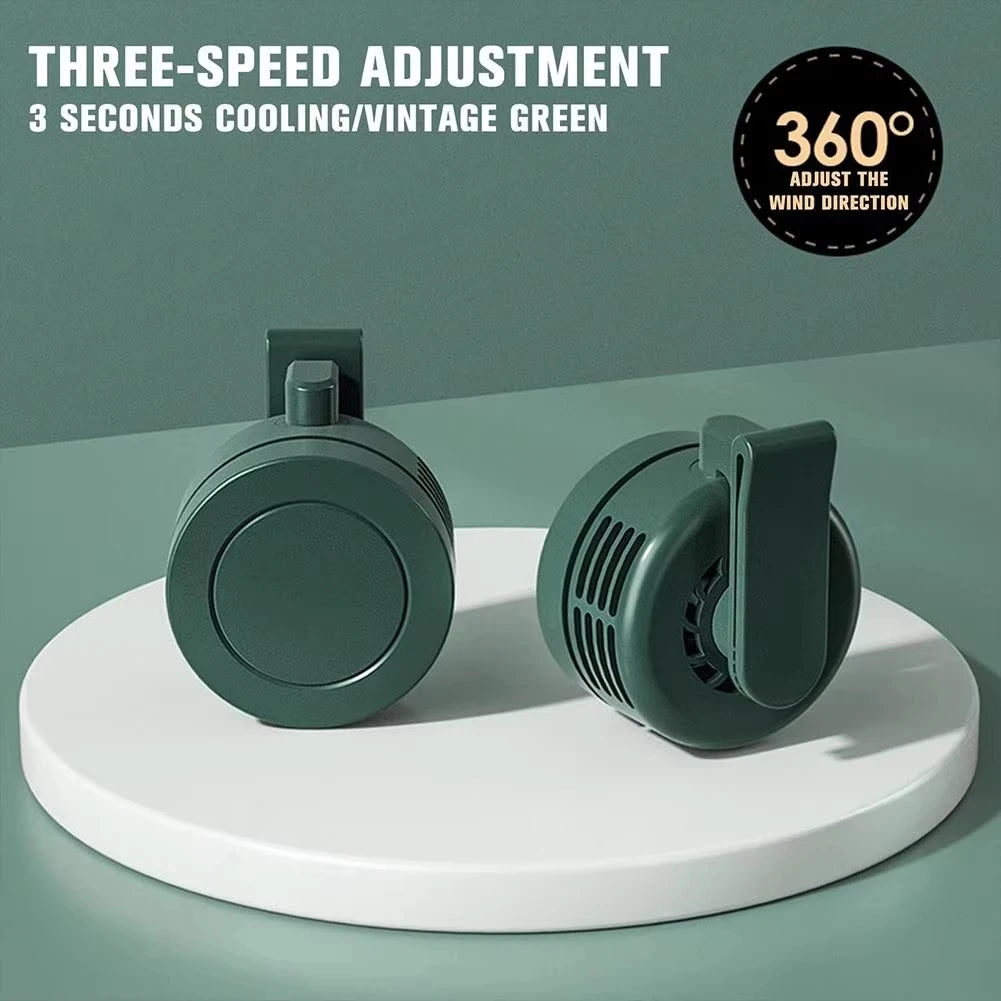 Mini Clip Fan Hanging Waist Neck Fan Girl Electric Air Cooling Fan USB Leafless Fan For Outdoor Camping Fishing Car Accessorie Peaceful Pleasures Health and Wellness