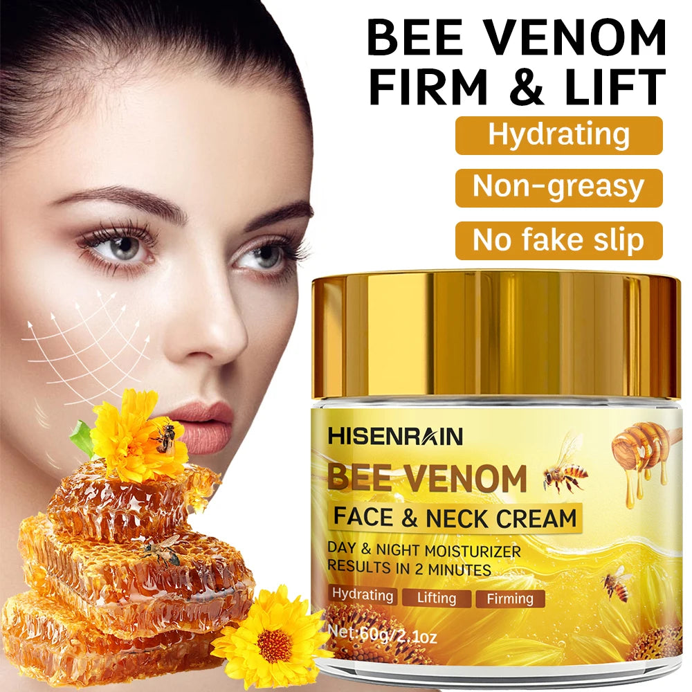 HISENRAIN Snail & Bee Venom Cream - Anti-Aging Face & Neck Cream with Collagen & Niacinamide, Whitening, -Firming.glass bottle- Peaceful Pleasures Health and Wellness