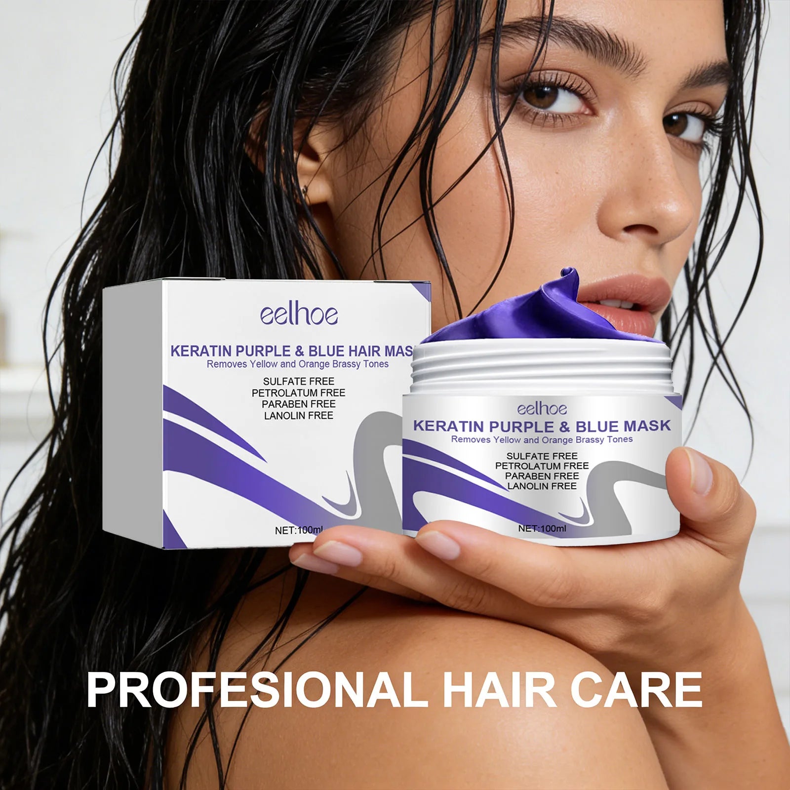 Eelhoe Keratin Purple Blue Hair Mask | Repair, Tone & Brighten Keratin Hair Mask Peaceful Pleasures Health and Wellness