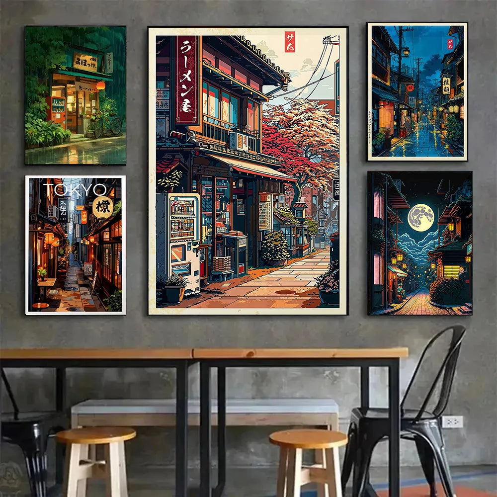 Japanese Anime Tokyo Teahouse Canvas Poster | Ghibli Wall Art Canvas Wall Art Peaceful Pleasures Health and Wellness