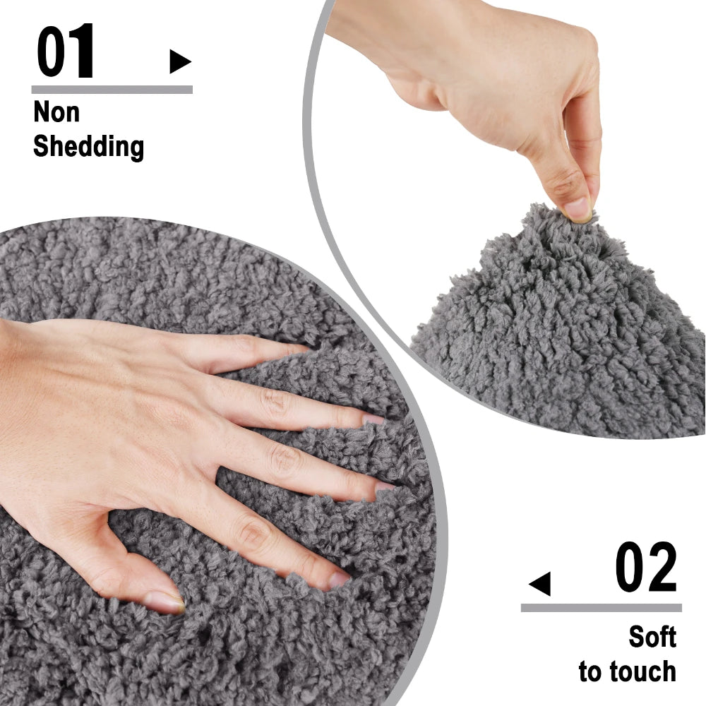 3 Piece Set Toilet Bath Floor Mat Microfibre Bath Mats Super Absorbent Extra Soft Non Slip Comfortable Carpet Bathtub Feet Rugs Peaceful Pleasures Health and Wellness