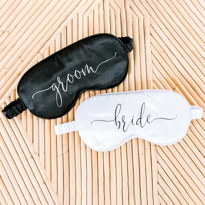 Bride & Groom Sleep Eye Masks | Mr & Mrs Wedding Gift Set Novelty Sleep Mask Set Peaceful Pleasures Health and Wellness bride and groom