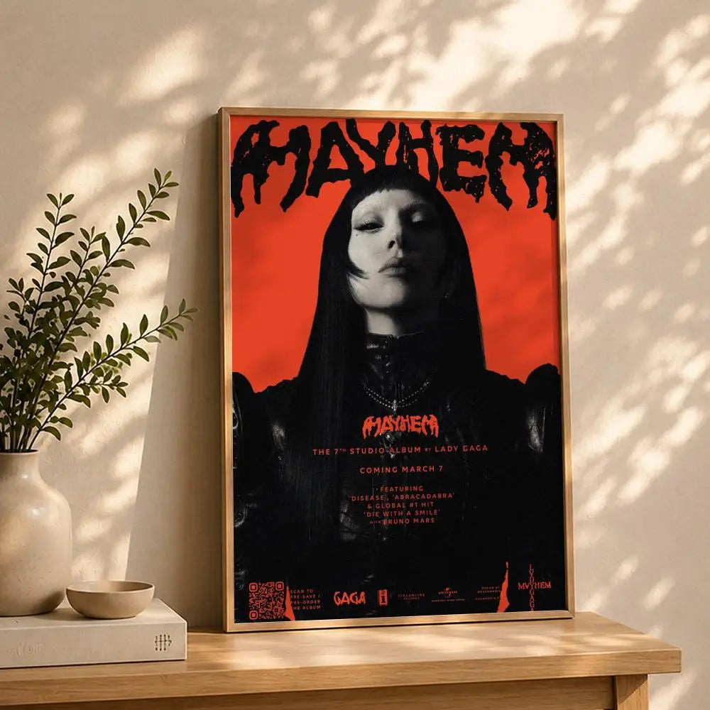 Singer L-Lady GagaS Poster HD Self Adhesive Waterproof Wall Art Ideal for Home Office Dorm Bedroom Great Gift Peaceful Pleasures Health and Wellness