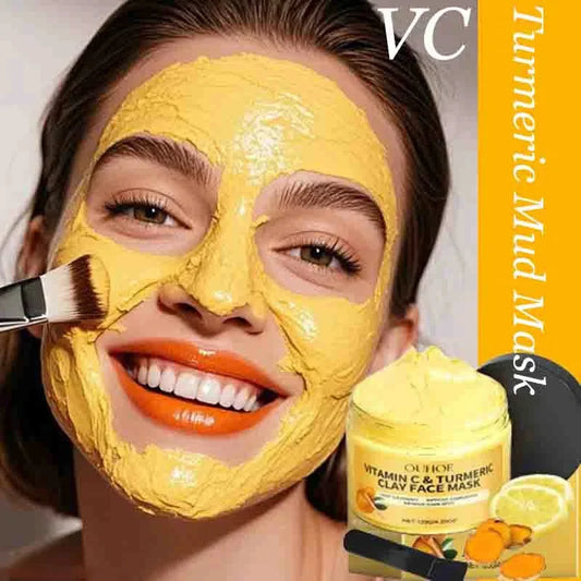 Vitamin C Turmeric Mud Mask Cleansing Shrinking Pores Moisturizer Brighten Deep Hydration Lightening Reduce Dullness Clay Mask Peaceful Pleasures Health and Wellness