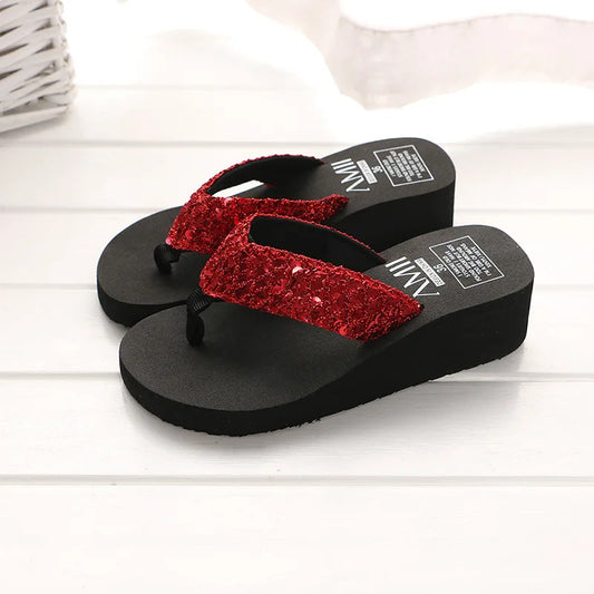 Women's Sequin Flip Flops | Summer Beach Slide Sandals Sequin Slide Sandals Peaceful Pleasures Health and Wellness