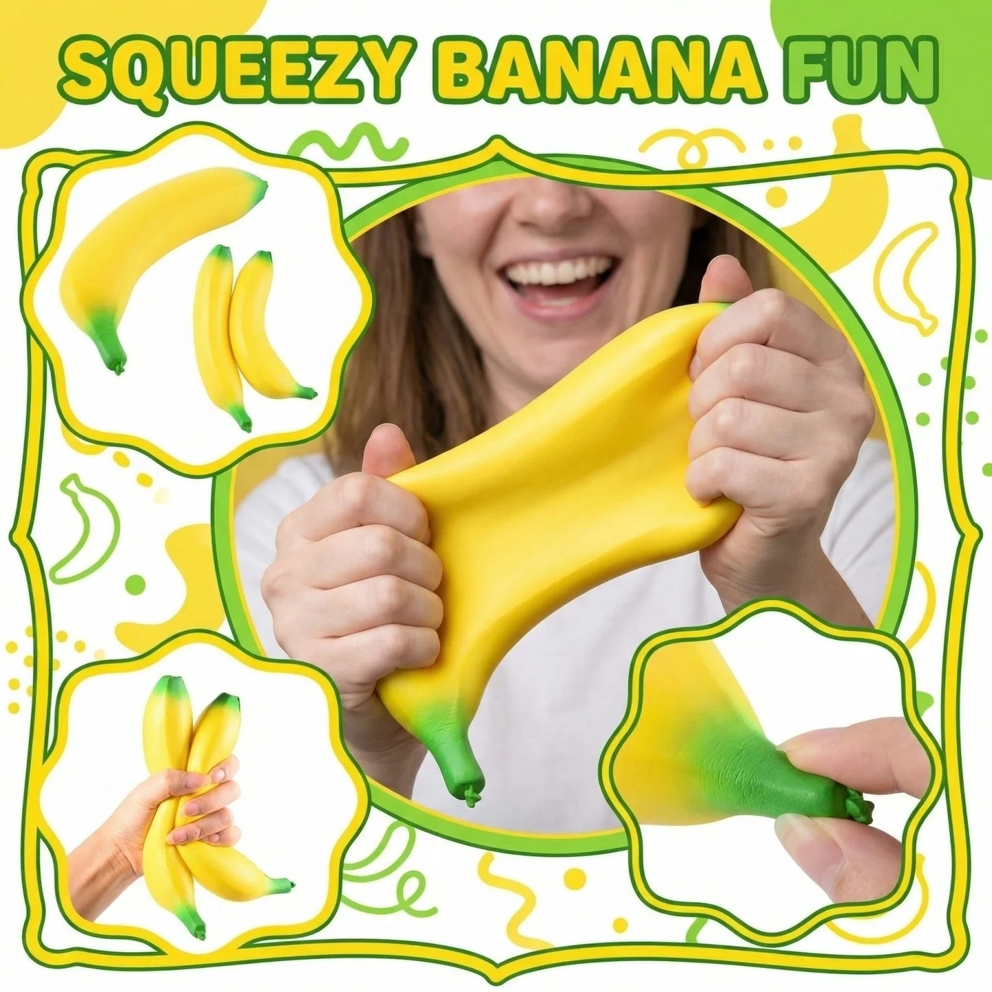 2-Pack Jumbo Slow Rising Banana Squishy Stress Relief Toys