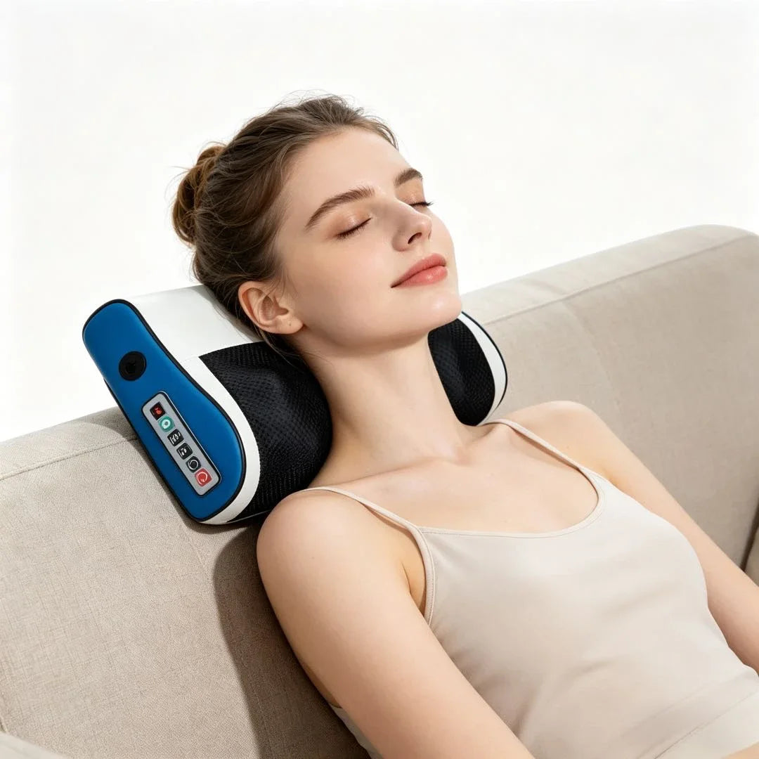 Multifunctional Shiatsu Neck Massage Pillow with Heat for Neck Shoulder Waist Back Full Body Massage Relax at Home Office Peaceful Pleasures Health and Wellness