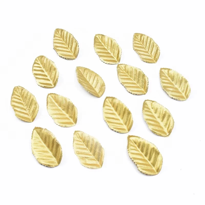 Silk Rose Gold Leaves Artificial Flowers 100/200 Pcs – DIY Decor