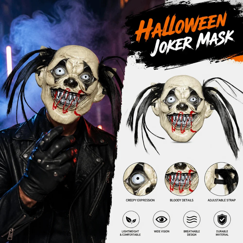Realistic Joker Full Face Mask | Spooky Halloween Costume