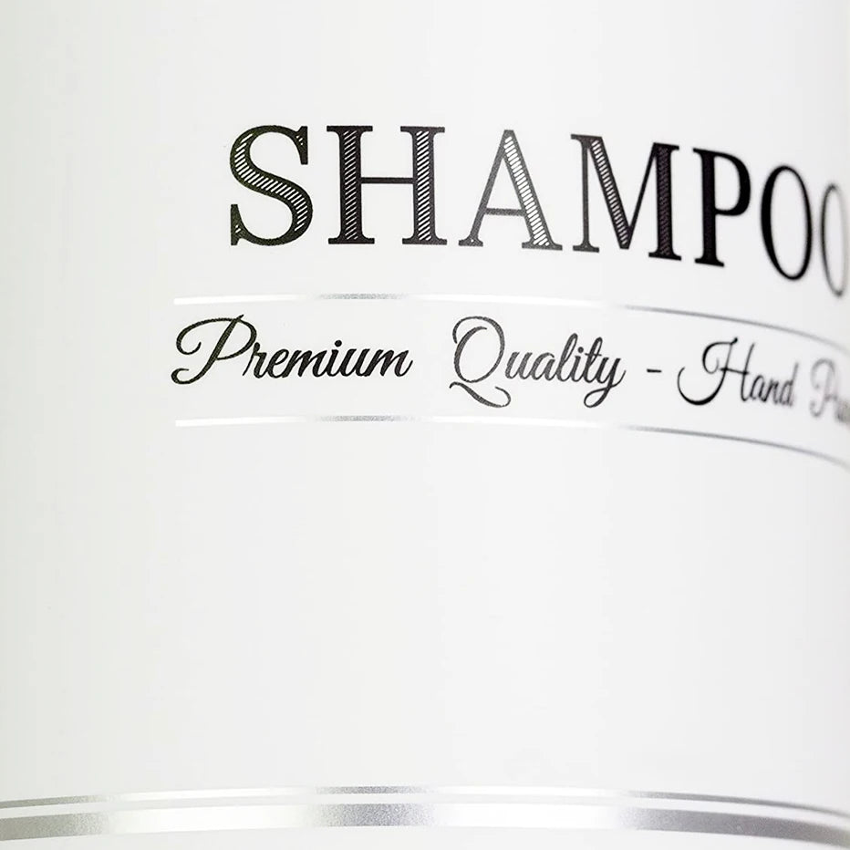 Refillable Shampoo and Conditioner Dispenser Shampoo Bottles with Pump Waterproof Labels Chic Shower Soap Dispenser Peaceful Pleasures Health and Wellness