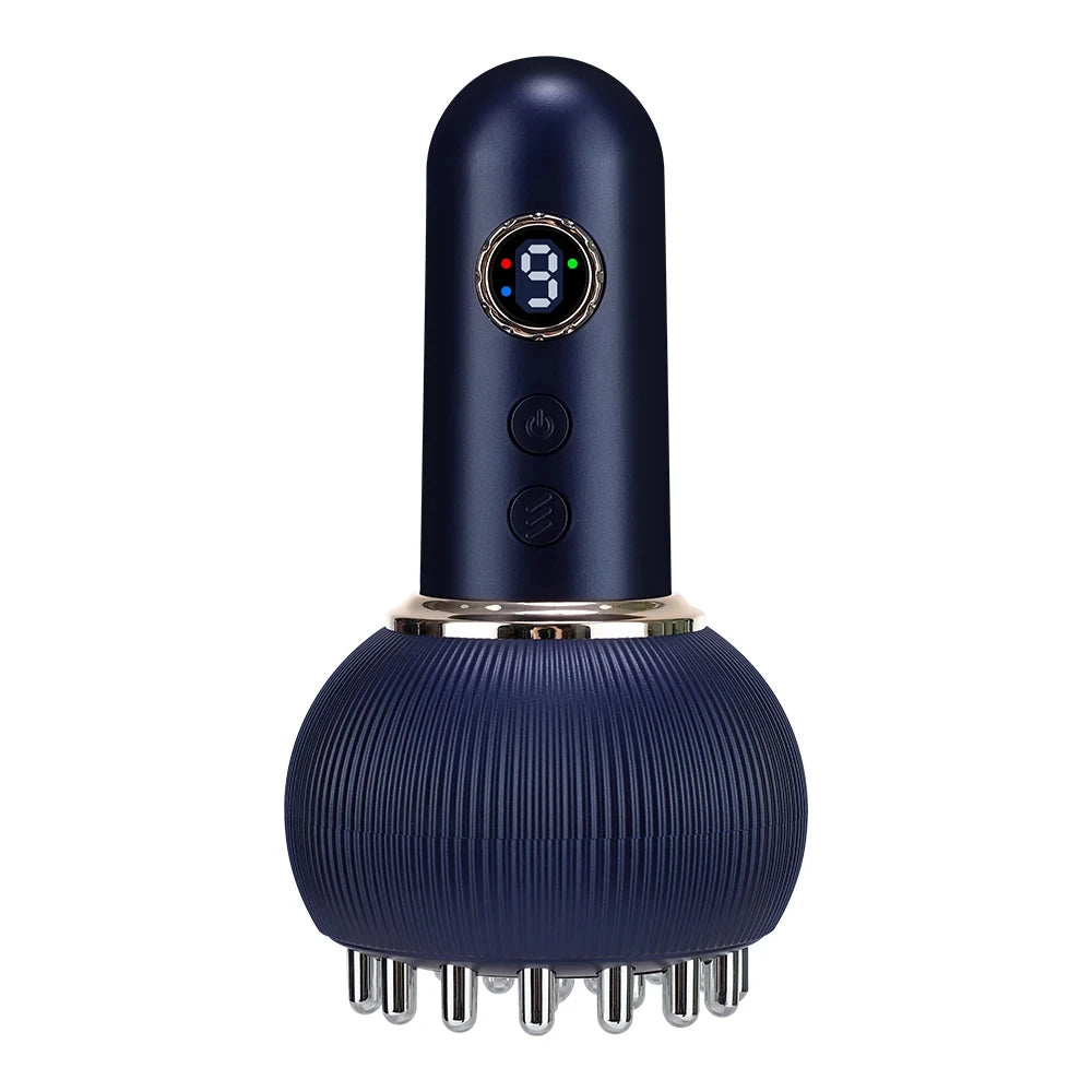 Rechargeable Wireless Guasha Massager, Heating Scraping Brush for Body Shaping & Drainage, Fat Burner Massage Tool Peaceful Pleasures Health and Wellness blue
