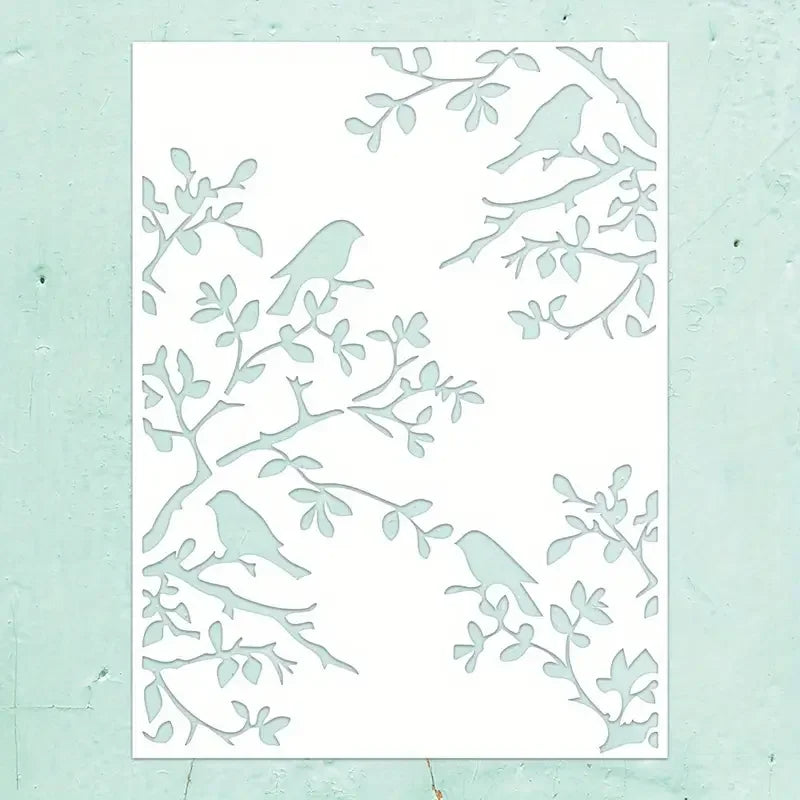 Reusable Single Bird Branch Stencil Template DIY Wall Art Painting