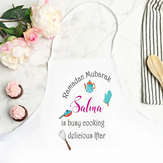 Personalized Ramadan Mubarak Apron | Custom Name Eid Gift Personalized Kitchen Apron Peaceful Pleasures Health and Wellness