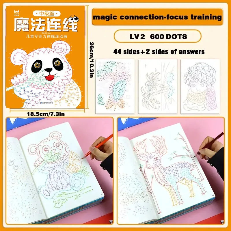 46-Page Advanced Magic Connect-the-dots Maze Game Book Focus Training