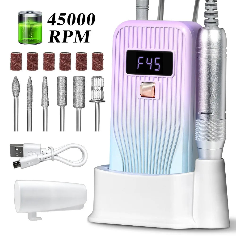 45000 RPM Rechargeable Electric Nail Drill | Home & Salon