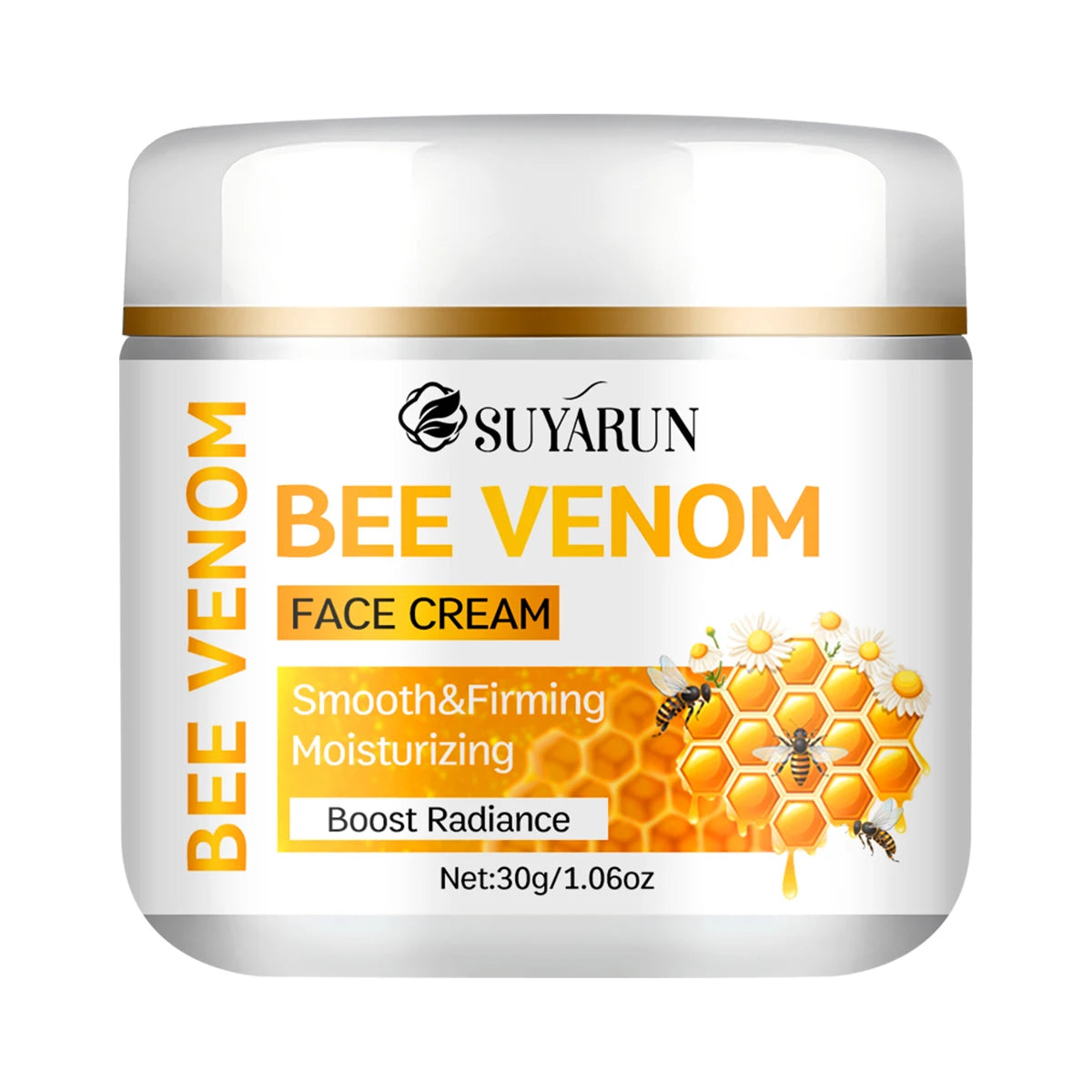 SUYARUN Bee Venom Cream with Sunflower Oil, Chamomile & Aloe - Anti-Aging Hydrating Soothing Moisturizer for All Skin Types. Peaceful Pleasures Health and Wellness 30g