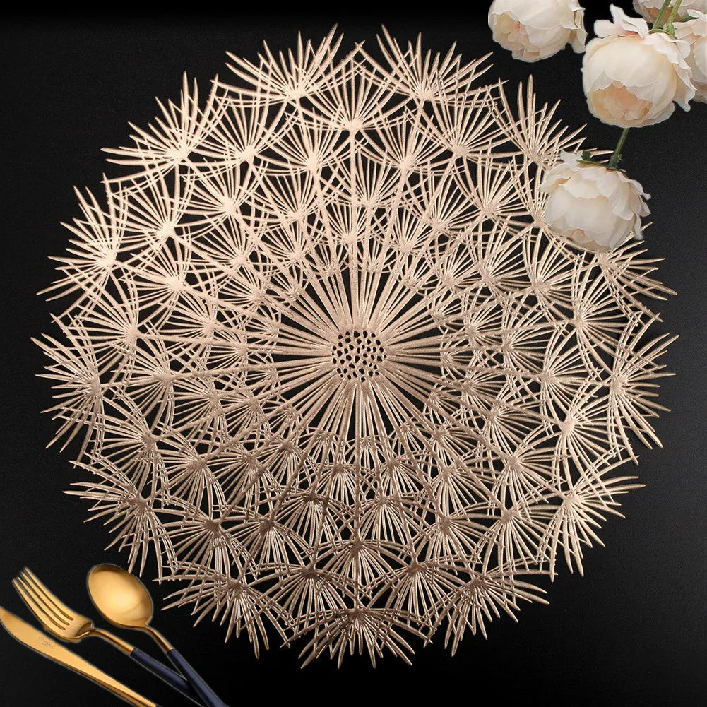 Placemats Set of 4/12Pc Round Hollow Out Flowers Place Mats for Dining Table Holiday Party Wedding Accent Dinner Home Decoration Peaceful Pleasures Health and Wellness