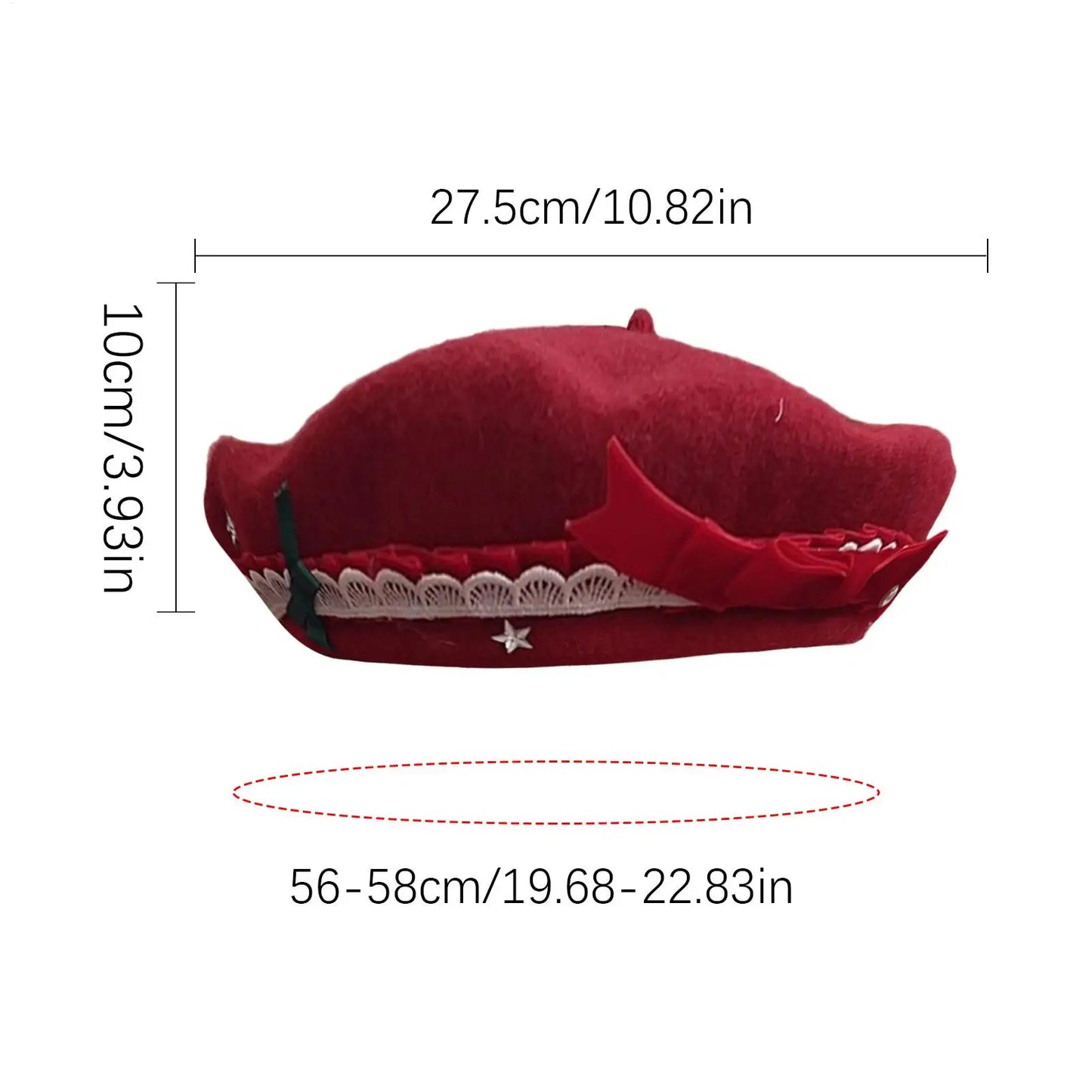 Women's Wool French Beret Hat | Winter Festive Headwear
