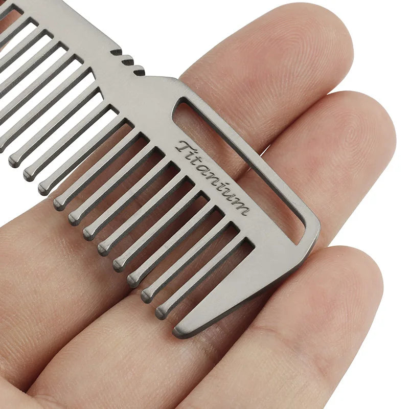 Non Rusting Pure Titanium Comb Portable Anti Static Hair Comb Mini Portable Titanium Alloy Combs EDC Super Light Titanium Combs Peaceful Pleasures Health and Wellness