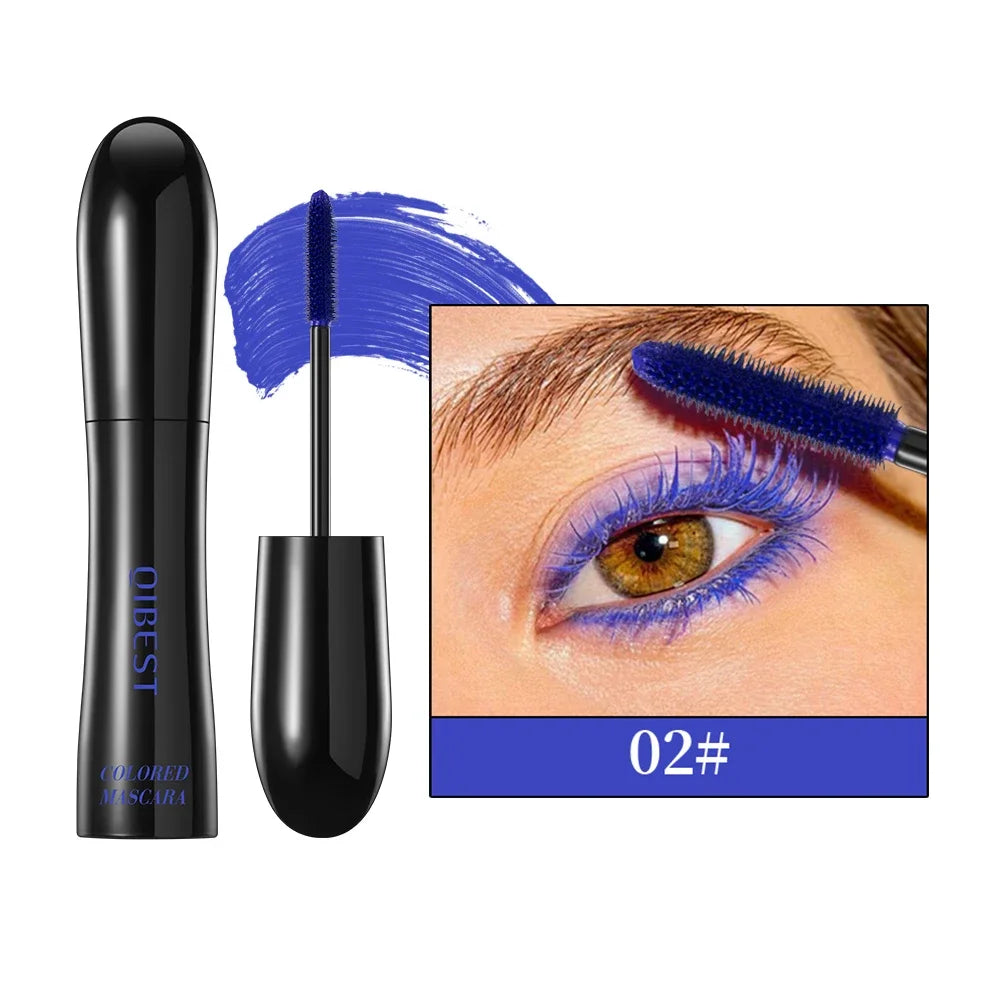 QIBEST Colorful Mascara Waterproof Fast Drying Eyelashes Extension Curling Lashes Makeup Purple Green Blue Black Red Mascara Peaceful Pleasures Health and Wellness 02