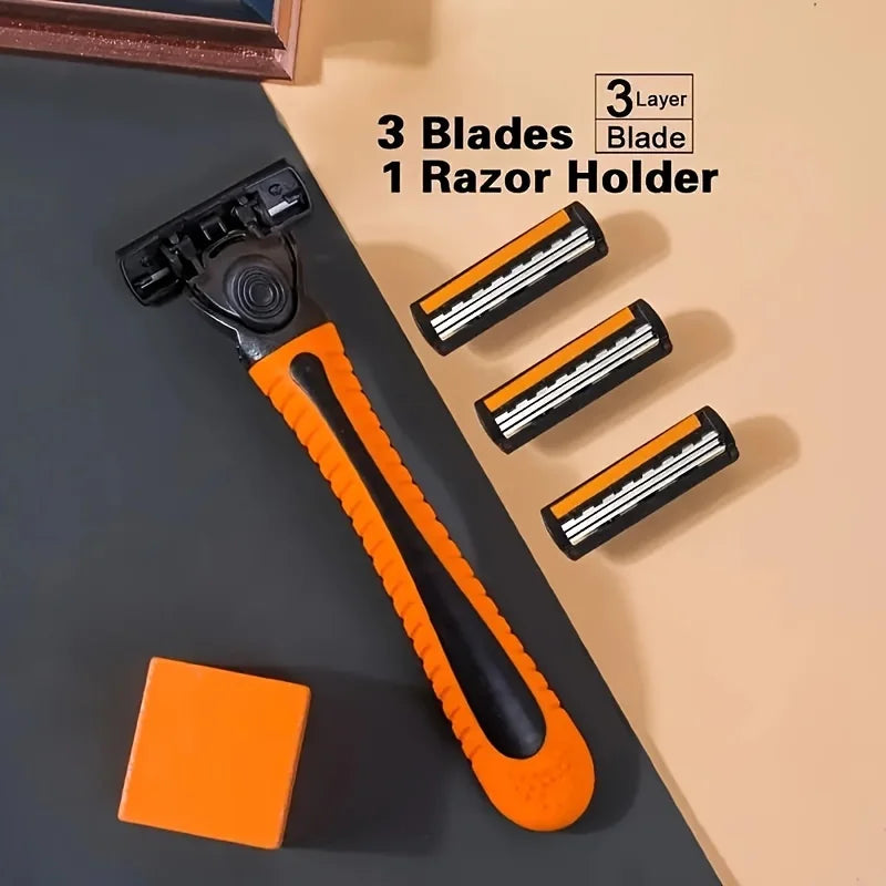 Men's 3-Blade Stainless Steel Manual Razor | Travel & Home