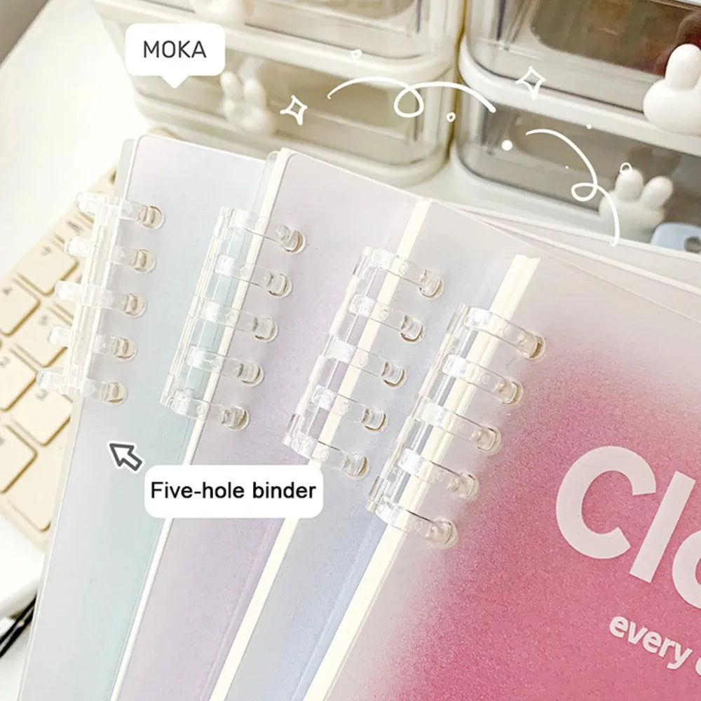 Simple Stationery A5/B5 Binder Notebook Horizontal Line Gradient Color Kawaii Loose-Leaf Notebook 60 Sheets PVC Cover Peaceful Pleasures Health and Wellness