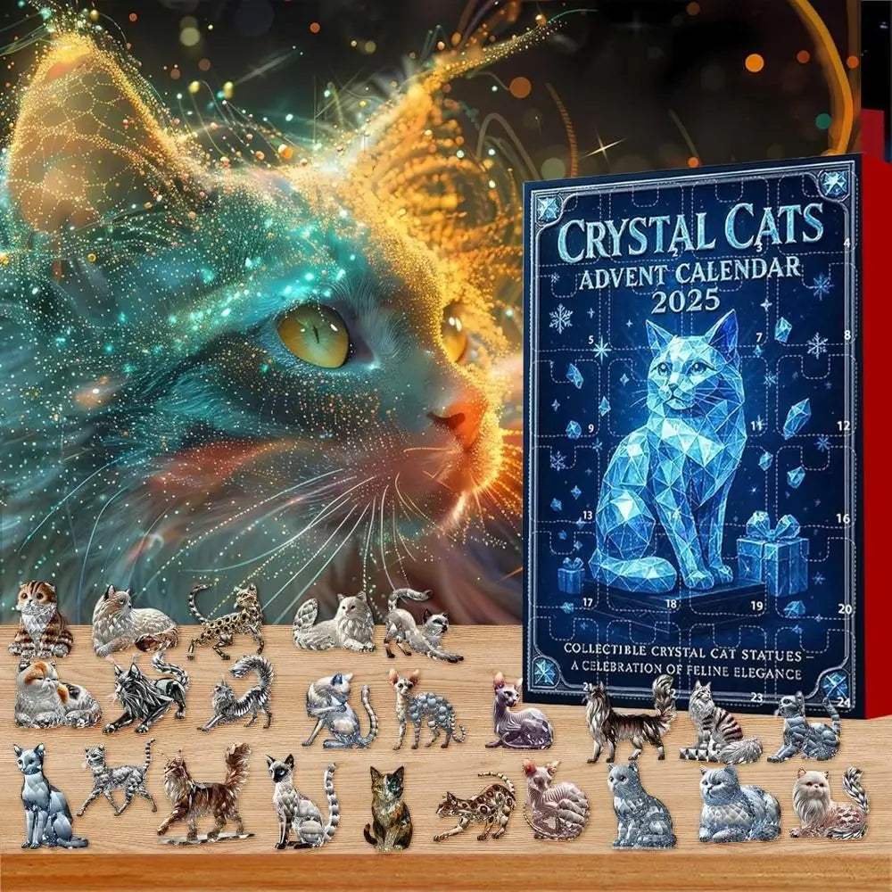 Crystal Cat Christmas Advent Calendar Ornament | Tree Pendant