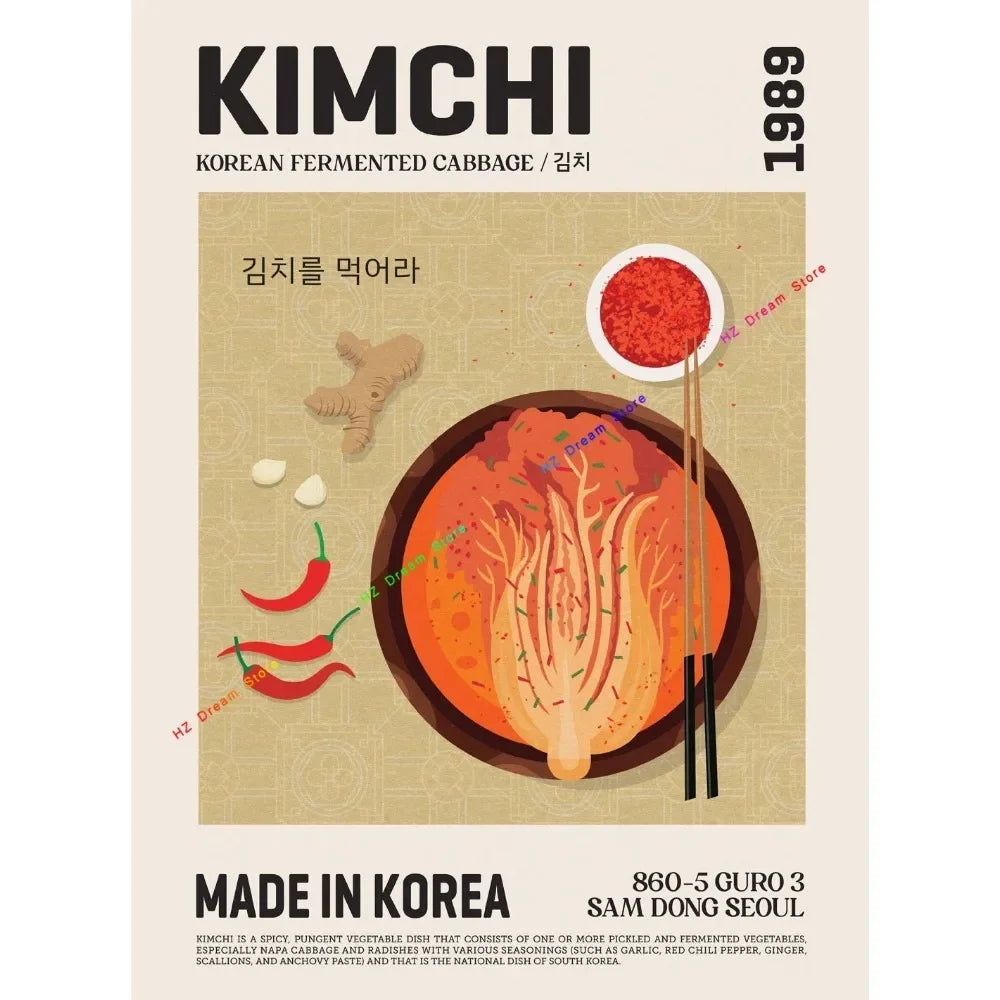 Food Canvas Wall Art | Ramen Sushi Pizza Tacos Kitchen Print