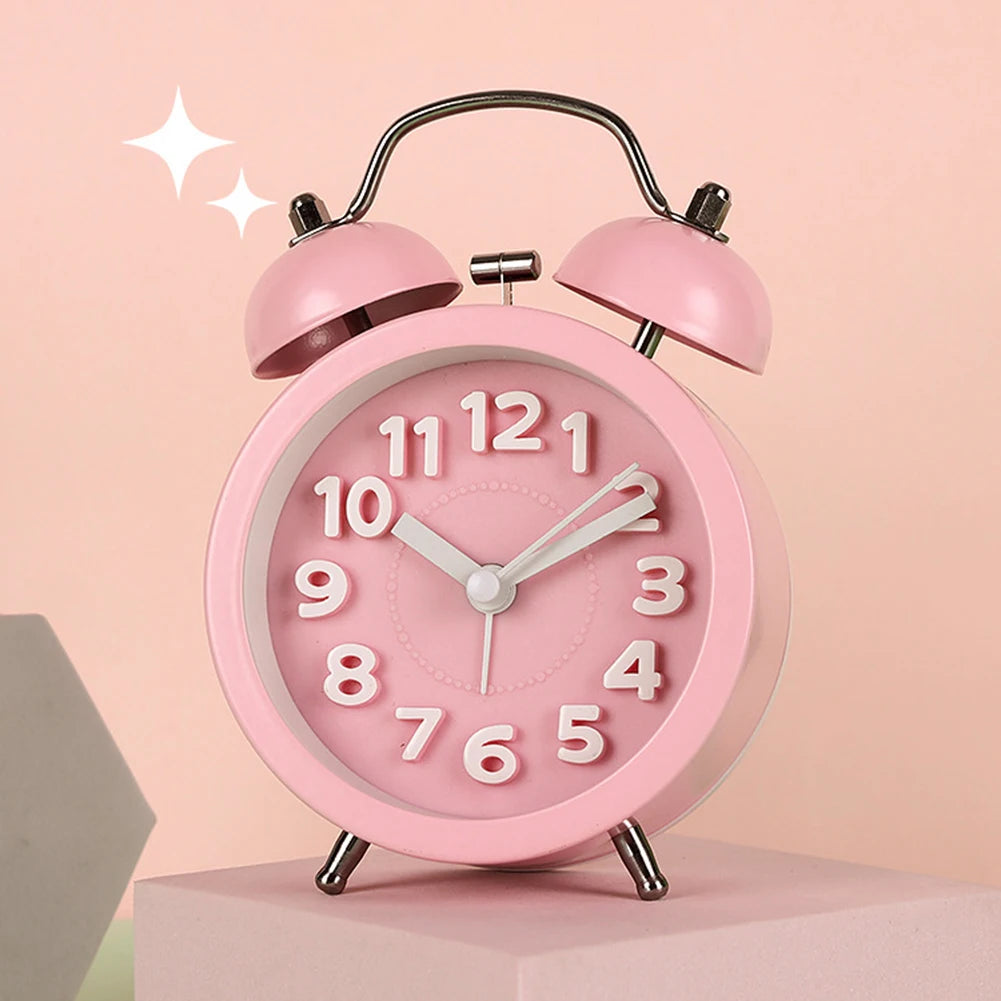 Retro Alarm Clock For Bedside,Stereoscopic Digital Creative Convex Textual Texture Fashionable Metal Silent Night Light Clock Peaceful Pleasures Health and Wellness