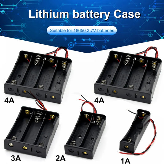 New Plastic 18650 Battery Storage Box Case 1 2 3 4 Slot Way DIY Batteries Clip Holder Container With Wire Lead For 18650 Battery Peaceful Pleasures Health and Wellness