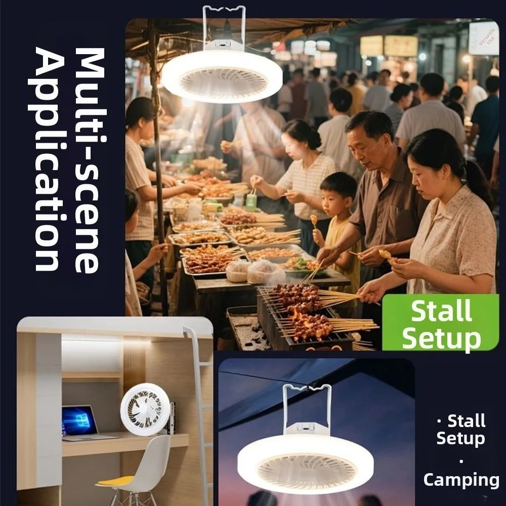 USB Rechargeable Ceiling Fan Light | 3 Color Modes Portable