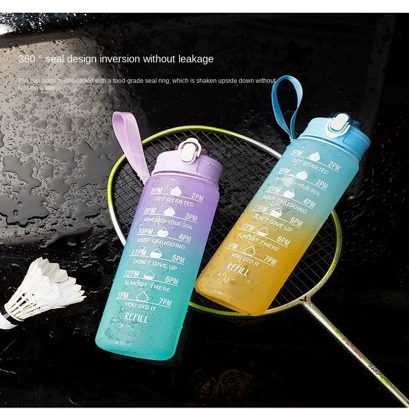 900ml Rainbow Frosted Sports Water Bottle with Straw – BPA-Free