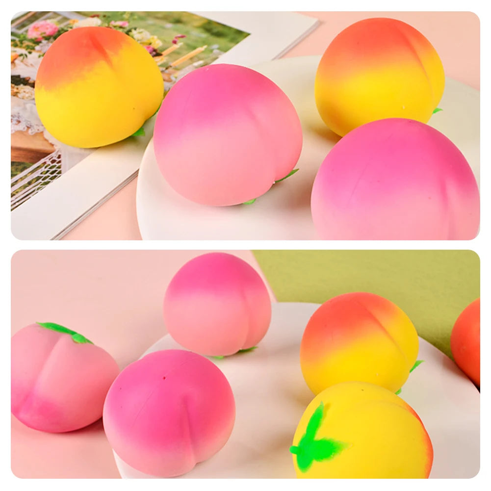 Peach Shaped Fruit Stress Ball,Anxiety Relief Squeeze Toy For Adults,Soft Slowing Rebound Simulated Fruit Foam Decompression Toy Peaceful Pleasures Health and Wellness