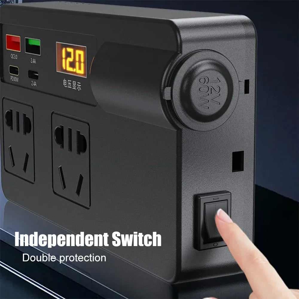 Car Power Inverter 12V/24V to 220V, PD30W Type-C & QC3.0 USB Car Adapter, DC to AC Converter with LED Display for Laptop Peaceful Pleasures Health and Wellness
