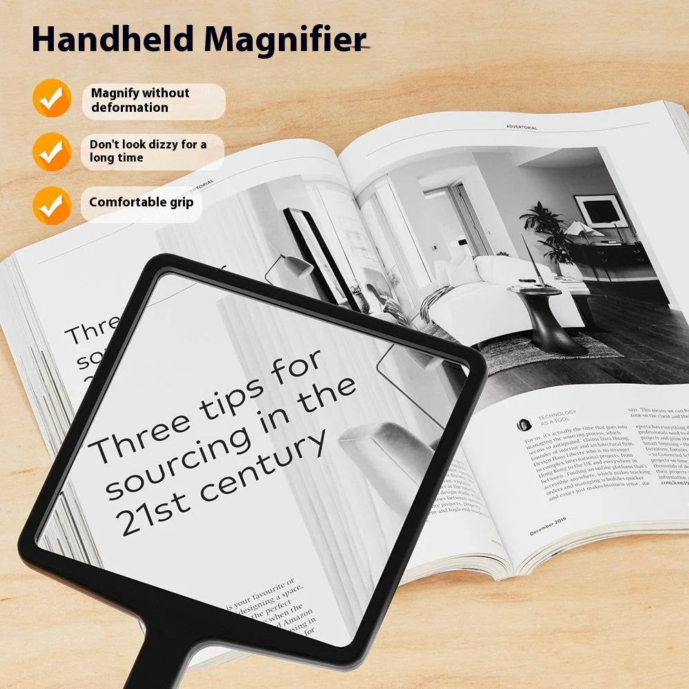 Ultra Clear Handheld Magnifying Glass, Ultra Clear Large Screen, Amplifier for Reading Books and Newspapers for The Elderly Peaceful Pleasures Health and Wellness
