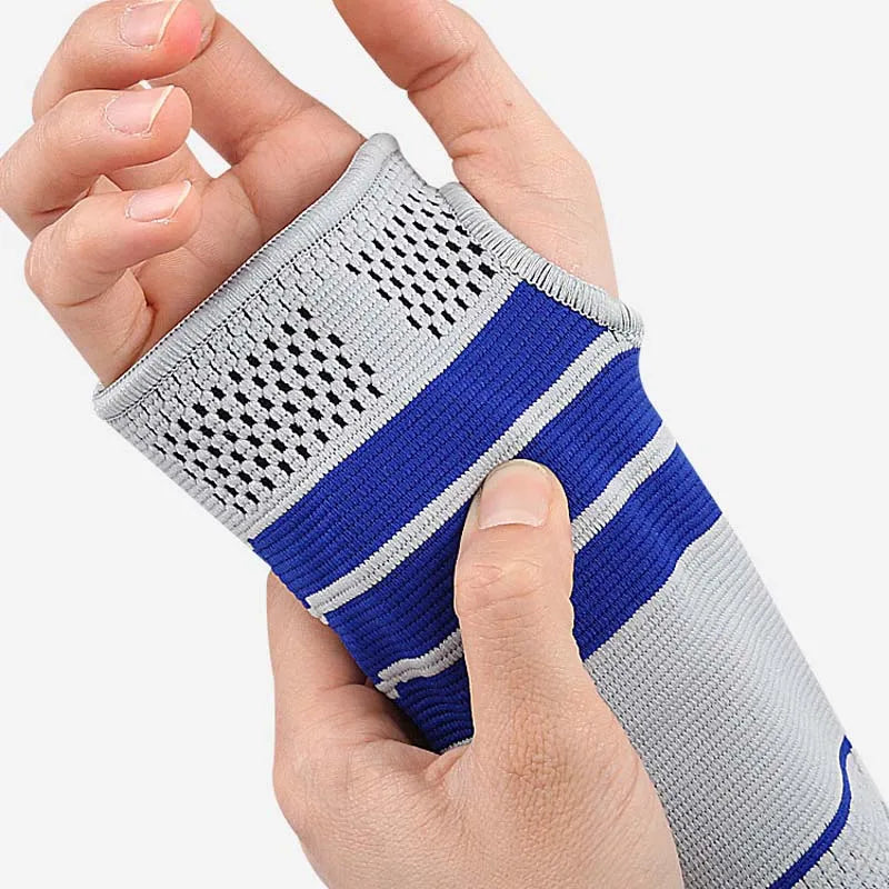 1 Piece Patchwork Adjustable Hand Guard Flexible Wrist Support Sleeve Anti Collision Silicone Pad Protective Gear Peaceful Pleasures Health and Wellness Right M