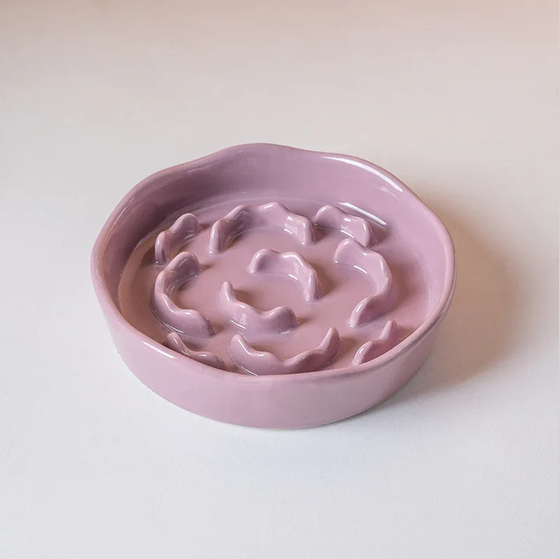 Ceramic Slow Food Bowl High Footed Cat Bowl Neck Protection Bowl Not Easy To Knock Over Dog Anti Choking Bowl Slow Food Bowl New Peaceful Pleasures Health and Wellness PURPLE