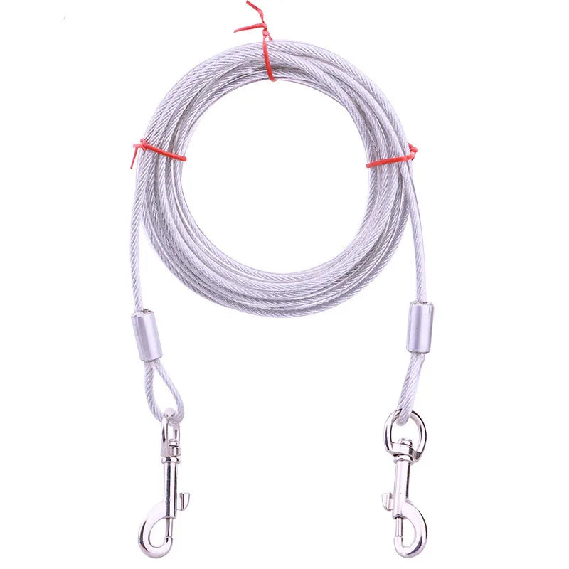 Heavy Duty 3m Dog Tie Out Cable Leash Durable Metal Glue Coated Steel Wire Outdoor Traction Rope Peaceful Pleasures Health and Wellness White-M(M)3M