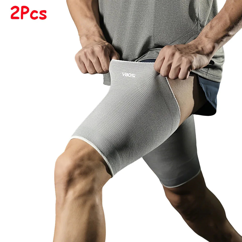 2PC thigh Compression Sleeve for Women Men, outdoor sports compression thigh brace for runners Peaceful Pleasures Health and Wellness GRAY