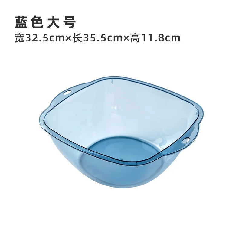 Washstand Transparent Thickened Washbasin Household Large Plastic Wash Basin Dormitory Student Washbasin Baby Foot Wash Basin Peaceful Pleasures Health and Wellness blue-L