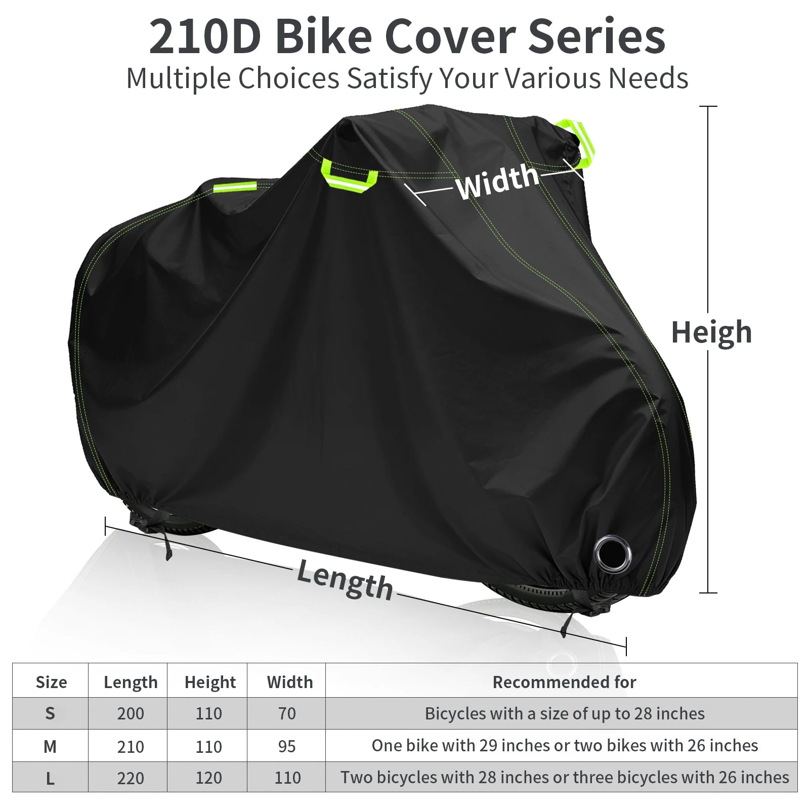 Bike Cover 210D Oxford Outdoor Storage Waterproof Anti-UV Bicycle Cover Tarpaulin with Storage Bag for 1-3 Bikes Rain Protection Peaceful Pleasures Health and Wellness