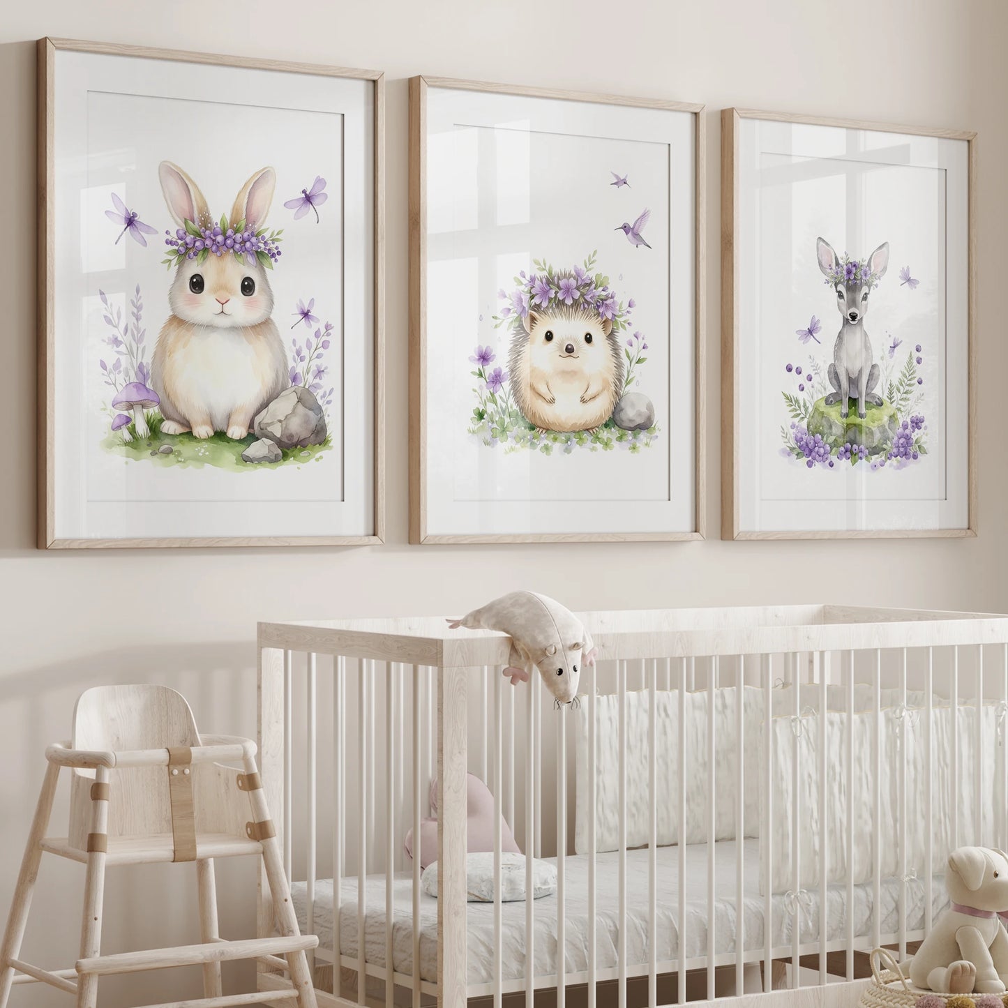 3-Piece Cartoon Animals Canvas Wall Art | Kids Room Decor