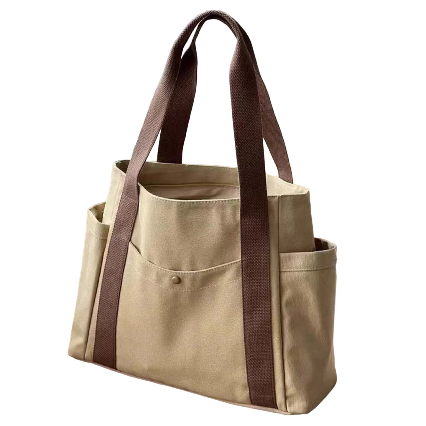 Large-Capacity Travel Tote Bag All-Match Tear-Resistant Handle Tote Bag Ideal Gift for Yourself Female Friends Peaceful Pleasures Health and Wellness Unlined style Khaki