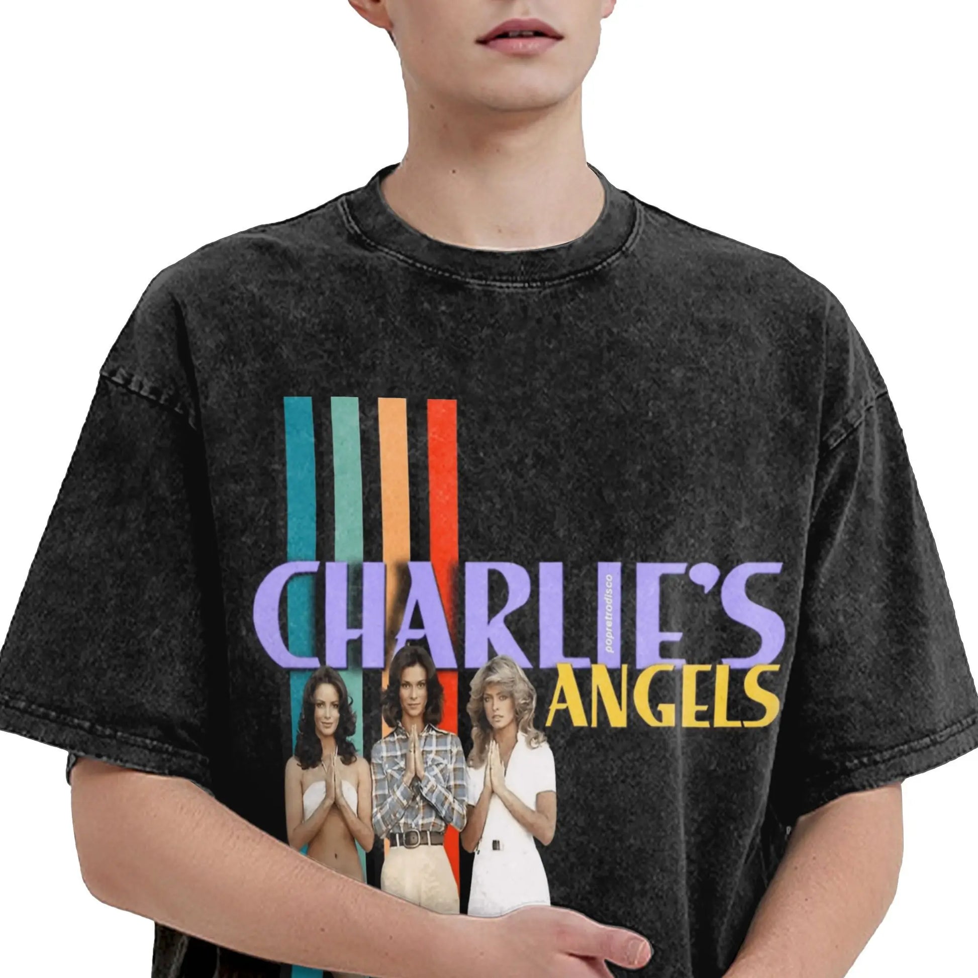 Men Women T-Shirt Charlies Angels Washed T Shirts Fashion Summer Tees Vintage Pattern Casual Clothes Plus Size 2XL Peaceful Pleasures Health and Wellness