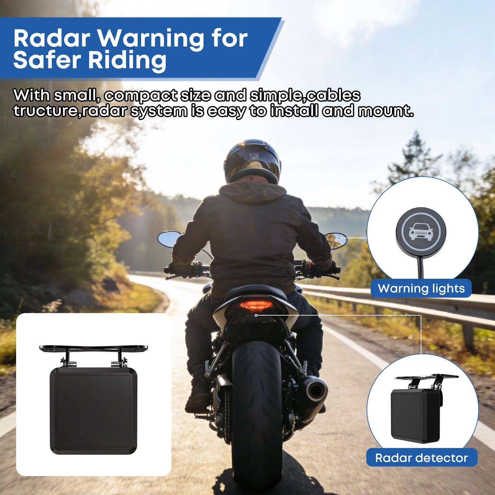 Millimeter Wave Radar Reversing Sensor 60GHz Motorcycle Lane Change Assist Radar IP67 Waterproof for Motorcycles Bicycle E-Bike Peaceful Pleasures Health and Wellness