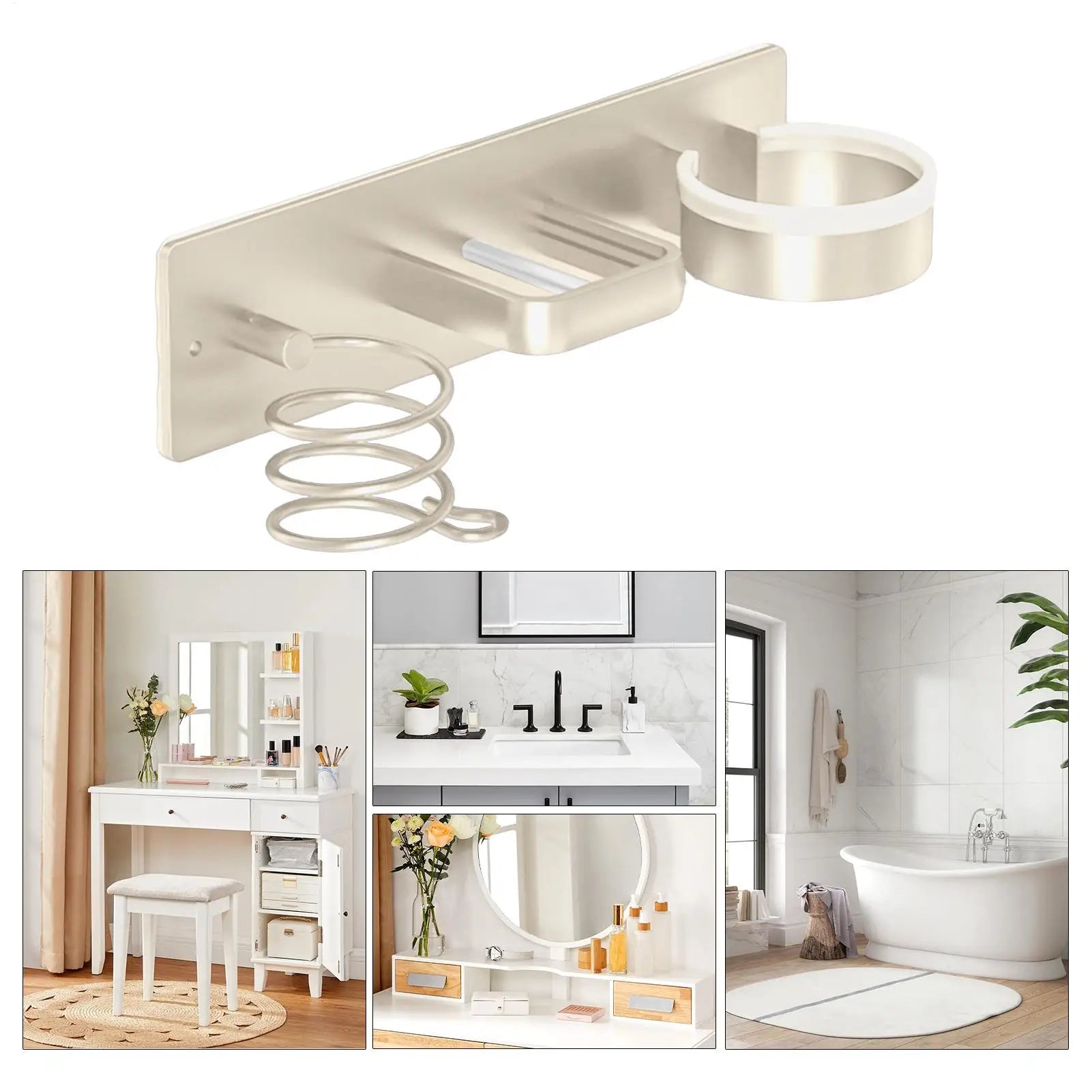 Wall-Mounted Hair Dryer & Curling Iron Organizer Holder Hair Tool Organizer Peaceful Pleasures Health and Wellness