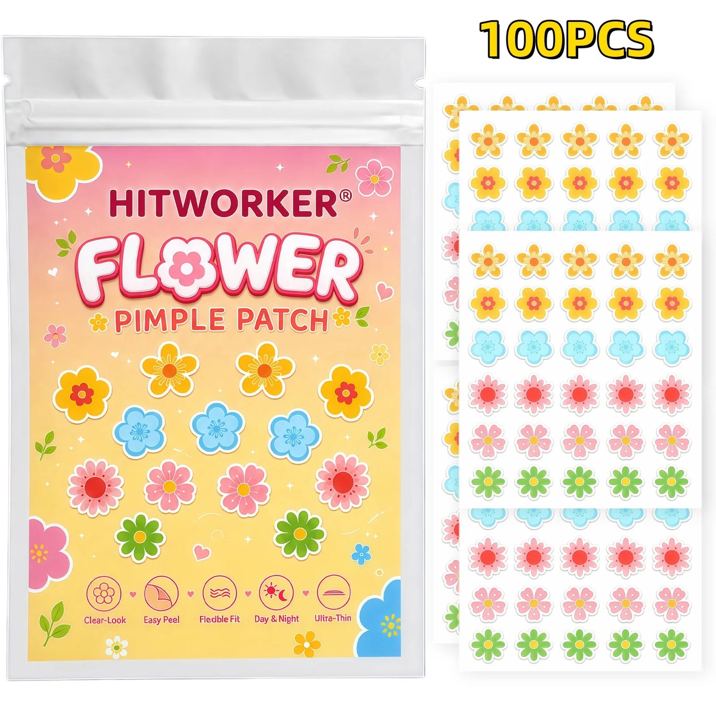 Flower Hydrocolloid Spot Patches – Cute Face Stickers 40/100pc